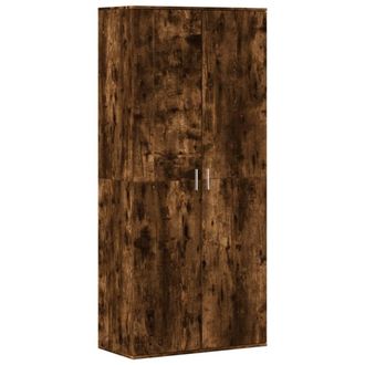 Berkfield Home Shoe Cabinet Smoked Oak 80x39x178 cm Engineered Wood in Brown | Size: 80 x 39 x 178 cm