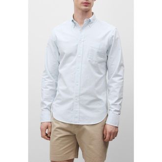 Reigning Champ Stripe Cotton Oxford Button-Down Shirt in White-Blue at Nordstrom, Size Xx-Large