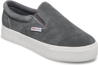Superga Womens Suede Slip-On Sneakers In Grey