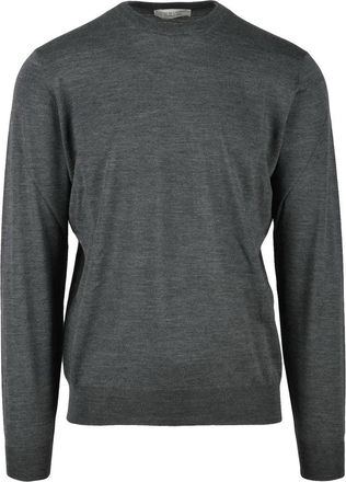 FILIPPO DE LAURENTIIS Grey Merino Wool Mens Crewneck Sweater
