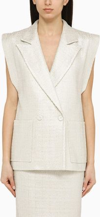 Federica Tosi Silver double-breasted cotton-blend waistcoat