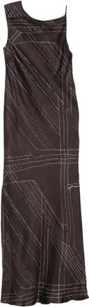 Alysi Abto Foundation Asimmetrico Scollo Asimmetrico Stampa Grafica - Dames - Maxi kleedjes - Bruin - S - Kleedjes