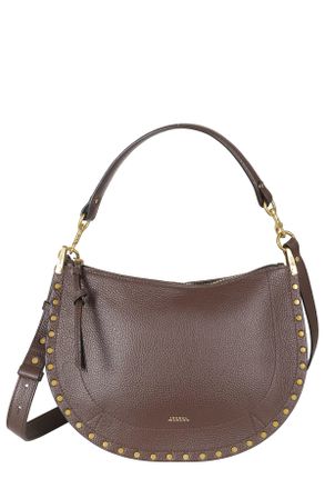 Isabel Marant Crescent-Shaped Brown Leather Handbag With Zip Closure And Gold Accents