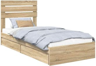 vidaXL Storage Bed with Drawer Sonoma Oak 90 x 190 cm Engineered Wood vidaXL