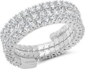 Crislu Three Row Cubic Zirconia Band Ring in Pure Platinum/Clear Stone at Nordstrom, Size Medium
