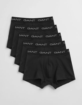 GANT Mens GANT Mens Slim Fit Stretch Cotton Jersey Trunks 5-Pack - 5 Black - Size: 35/34/32