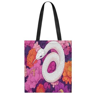 Generic Snake And Flowers Womens Tote Casual Shopping Bag Lightweight Shoulder Bags Hobos Handbag for Work Travel Daily 35x40cm