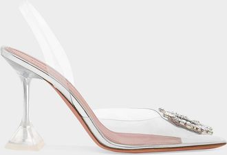 Amina Muaddi Begum 90mm Glass & apos; Slingback Pumps