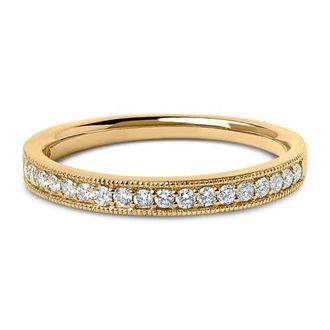 House of Brilliance 14K Gold 1/4 Cttw Round Diamond Milgrain Wedding Band in Yellow at Nordstrom, Size 6.5