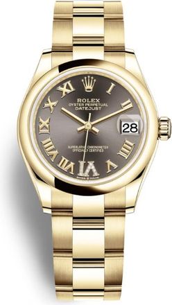 Rolex Datejust 31 Dark Grey Diamond Dial Ladies 18kt Yellow Gold Oyster Watch 278248GYRDO