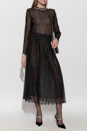 Self Portrait Lace Top, Womens, Black