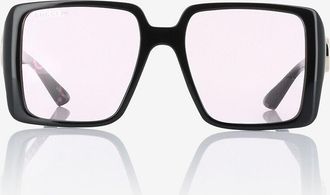 Gucci Quadratische Sonnenbrille mit GG-Print auf den Gläsern PH