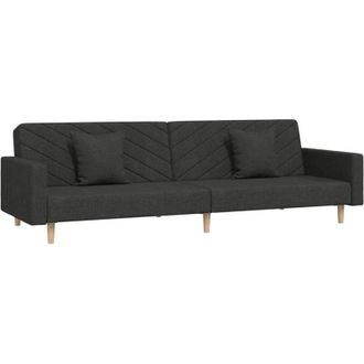 vidaXL Sof&aacute; Cama De 2 Plazas Con Dos Almohadas Tela Negro Vidaxl