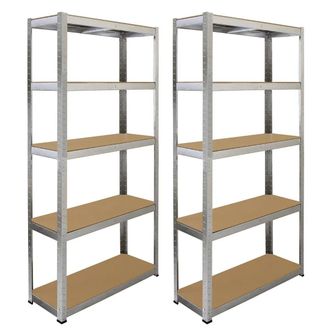 MonsterShop 2 x 90cm Galwix & Galwix Workbench Shelving Unit & Mallet in Silver | Size: 2 x 90 cm