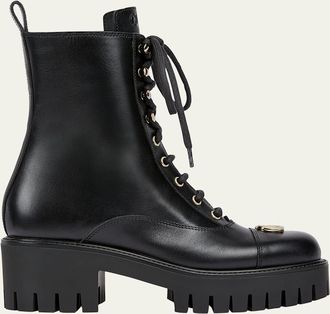 Gucci Marmont GG Leather Combat Boots