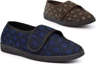 Generic Mens Wide Slippers Mens Touch Fastening Slippers Size 6 Boys Slipper Size 6 Extra Large Slipper EE Width Extra Large Sizes Wide Fit EE Fitting Rubber 