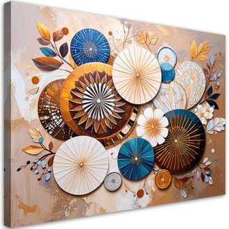 Artgeist Artgeist - Quadro su tela, Astrattismo Cerchi in stile boho Beige - 120x80