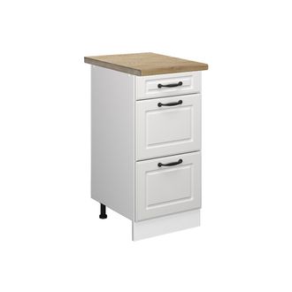 Vicco Mueble Bajo De Cocina R-line, Blanco Casa De Campo, 40 Cm Con Cajones, Et Roble Vicco