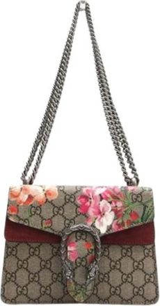 Gucci Pre-owned Shoulder Bags, female, Beige, Size: ONE SIZE Pre-owned Suede Shoulder Bag