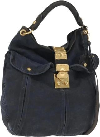 Miu Miu Pre-owned Shoulder Bags, female, Blue, Size: ONE SIZE Pre-owned Canvas Shoulder Bag