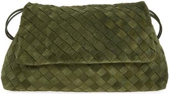 Bottega Veneta Giorno Intrecciato Suede Shoulder Bag in 3785 Green Tweed-Gold at Nordstrom