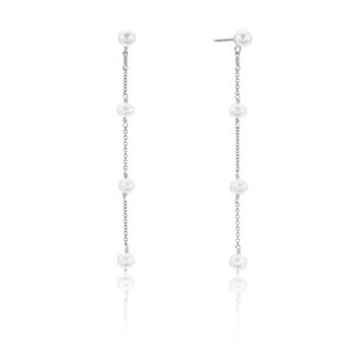 Lily & Roo Silver Four Pearl Drop Earrings