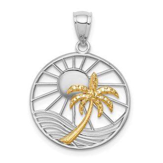 Diamond2Deal 14k Two-tone Gold Polished Sunset Pendant