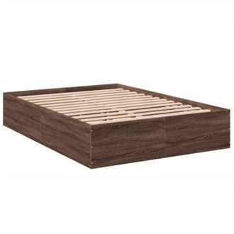 vidaXL Estructura De Cama Madera De Ingenier&iacute;a Marr&oacute;n Roble 135x190 Cm Vidaxl