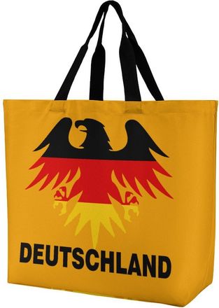 Generic Deutschland Ea-gles Germany Flag Large Reusable Shopping Bag Lightweight Foldable Tote Bags Washable Shoulder Handbag
