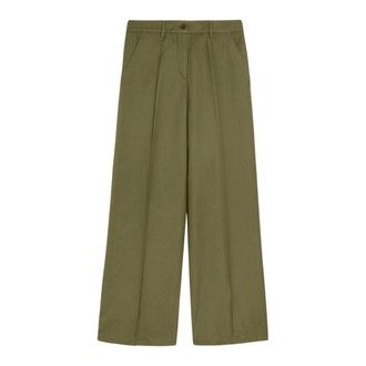 Aspesi Wide Trousers, female, Green, Size: 2XS High Waist Wide-Leg Trousers