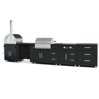 Oviala Cocina al aire libre, 5 elementos y 3 m&oacute;dulos de cocci&oacute;n