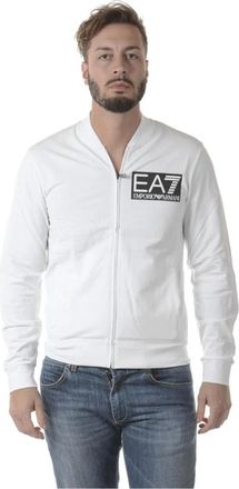 Emporio Armani Zip-through Sweatshirt Hoodie - Heren - Vesten met rits - Wit - M - Katoen - Hoodies & sweatvesten