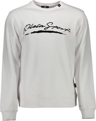 Plein Sport Witte Crewneck Sweatshirt met Lange Mouwen Print - Heren - Sportshirts - Wit - 2XL - Fitness