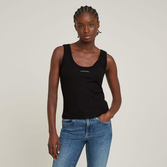 G-Star Tanktop G-STAR Slim Rib Tank, Damen, Gr. L (40), schwarz (dk schwarz), Feinripp, Obermaterial: 94% Baumwolle, 6% Elasthan, Basic, slim fit, tiefer Run