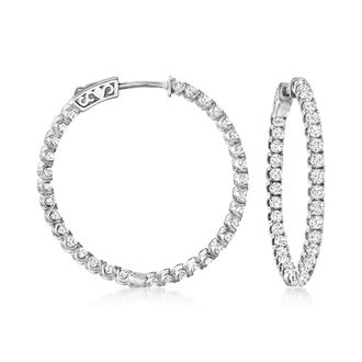 Ross-Simons CZ Inside-Outside Hoop Earrings in Sterling Silver