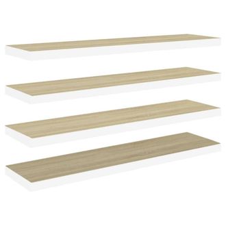 Berkfield Home Floating Wall Shelves 4 pcs Oak & White 90x23.5x3.8 cm MDF in Brown