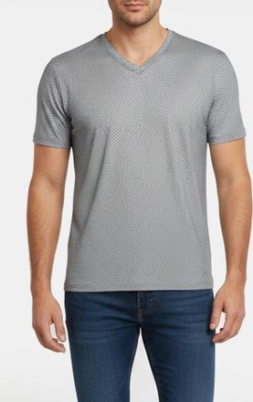 Emporio Armani Grey Basket Weave Print Jersey V-Neck T-Shirt