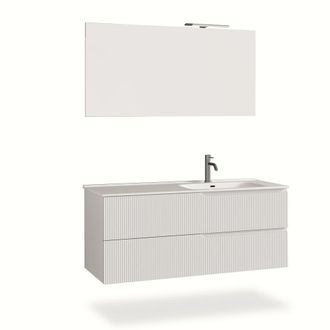 Aquadesign Mueble de ba&ntilde;o ba&ntilde;era derecha 4 piezas en mdf blanco mate