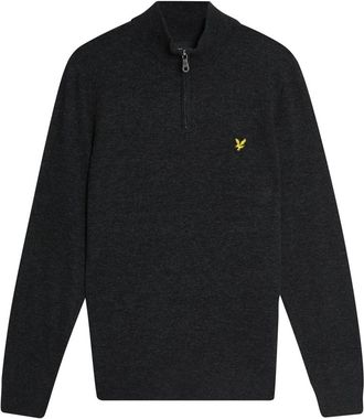 Lyle & Scott Mid Knits Lambswool Blend Quarter Zip Jumper - Heren - Coltruien - Zwart - 2XL - Wol - Truien & Vesten