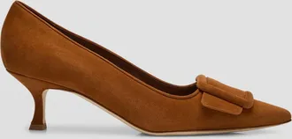 Manolo Blahnik Maysale Suede Buckle Pumps