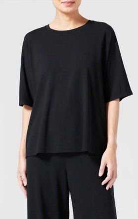 Eileen Fisher Crew Neck Boxy Tee In Black