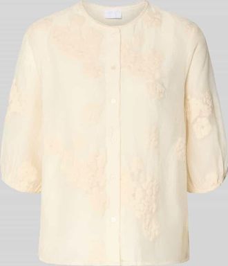 Jake*s Regular Fit Bluse mit floralem Zierbesatz in Beige, Gr&ouml;&szlig;e 46
