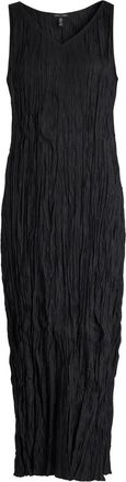 Eileen Fisher Eileen Fisher Crinkled Plissé Silk Midi Dress - Black - L (UK 18-20 / XL)