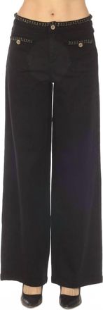 Joseph Ribkoff Braided Trim Wide Leg Jeans In Black
