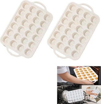 OEM Molde De Silicona De 2 Piezas Para Muffins, Cupcakes Y Galletas, F&aacute;cil De Mover Y Limpiar, Resistente Al Calor, Cupcakes Y Galletas, Color Beige