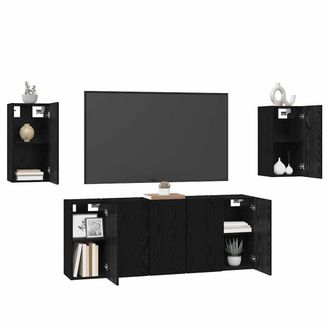 Berkfield Home TV Cabinet 7 pcs Black oak 30.5 x 30 x 60 cm Engineered wood