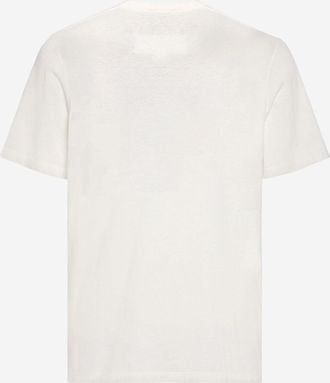 Maison Margiela Mens T-Shirt With Adhesive Tape Detail White Cotton T-Shirts And Polos