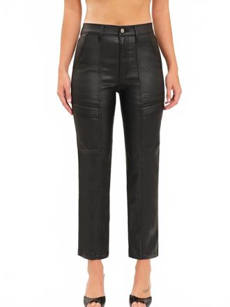 Daze Straight Up Cargo High Rise Pants In Coated Asphalt