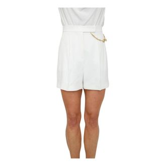 Elisabetta Franchi Casual Shorts, female, White, Size: L Gabardine Shorts with Jewel Logo