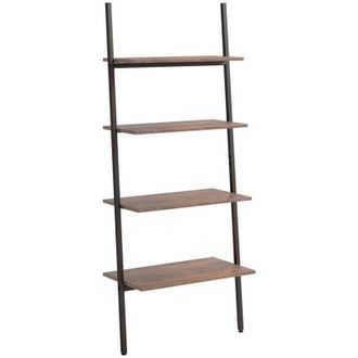 vidaXL 4-Tier Leaning Shelf Dark Brown and Black 64x34x150.5 cm Vidaxl